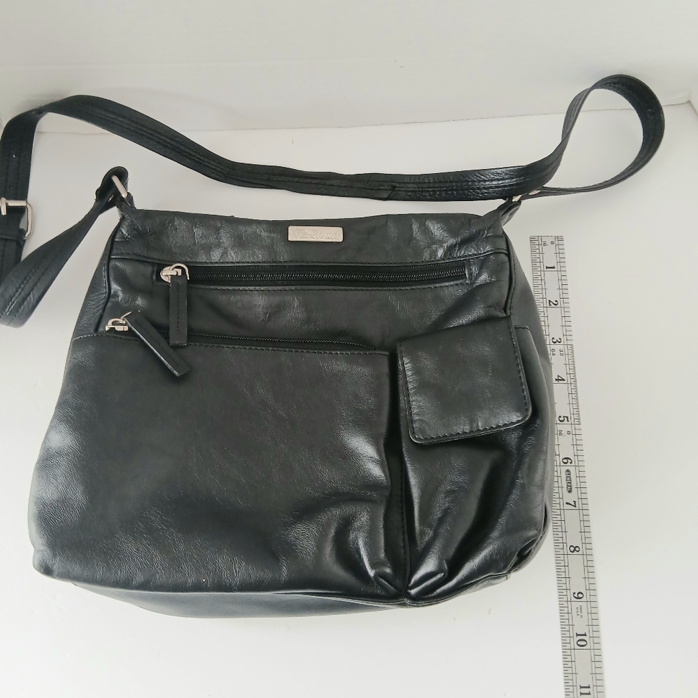 Via Roma Black Faux Leather Crossbody Shoulder Handbag - Picture 10 of 10